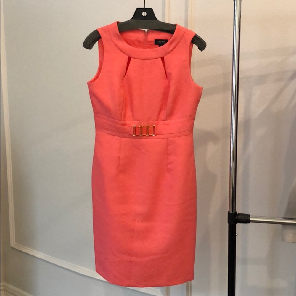 Tahari Sheath Dress in Coral Size 4